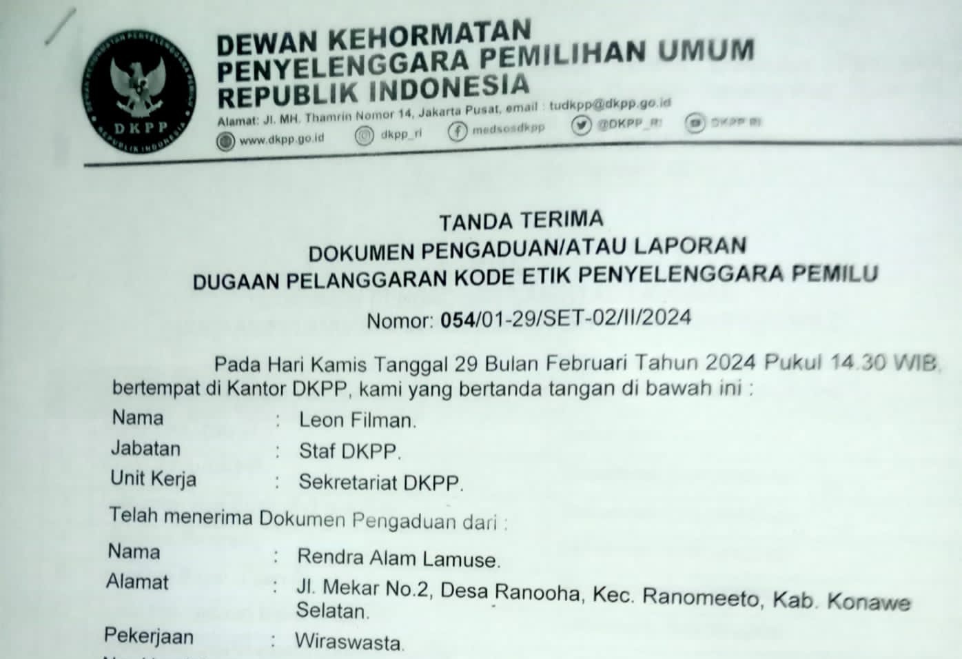 Pelapor Cabut Laporan, Perkara Ketua KPU Konawe Selatan Tetap Disidangkan, Bawaslu: DKPP Tak Terikat dengan Pencabutan Pengaduan