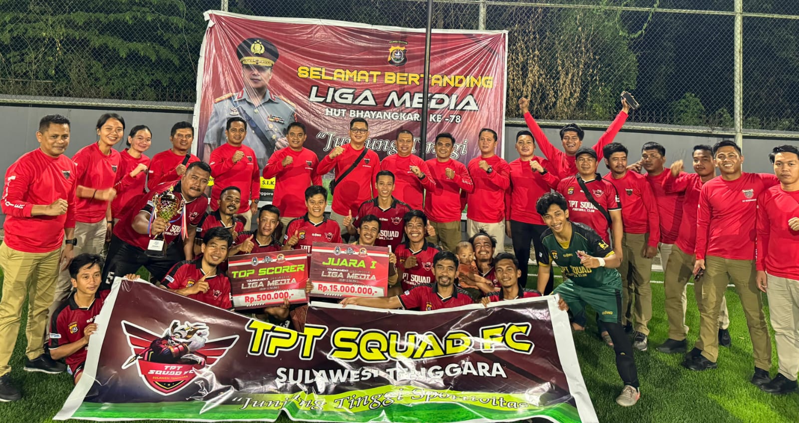 Gol Kevin dan Arif Bawa TPT Squad FC Juarai Liga Media Cup I Polda Sultra