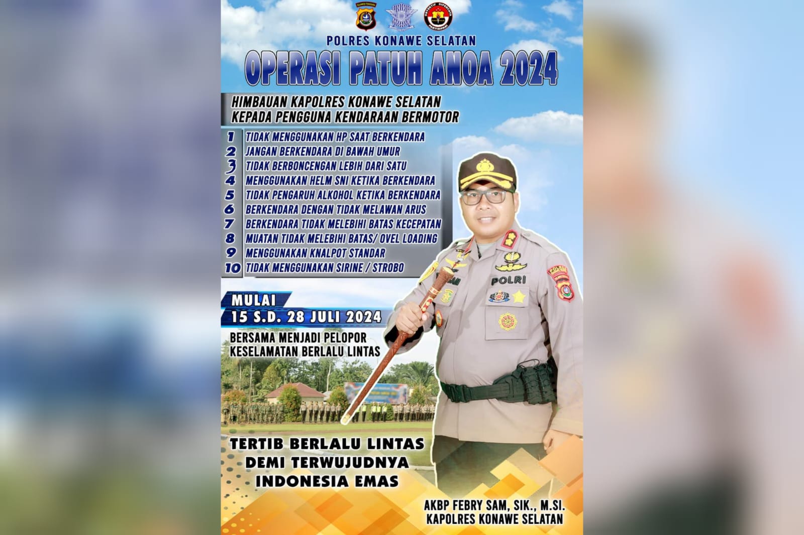 Polres Konawe Selatan Gelar Operasi Patuh Anoa 2024, Ini Tanggalnya dan Imbauan AKBP Febry Sam