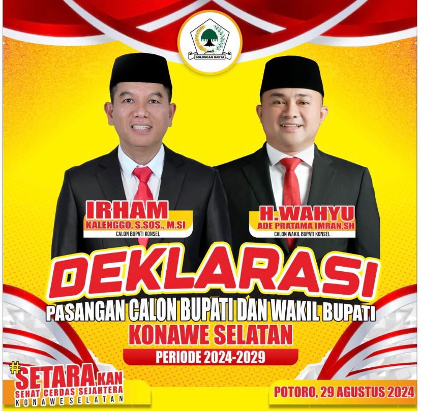 Hari Ini Bacalon Irham-Wahyu Deklarasi Pasangan dan Daftar di KPU Konawe Selatan