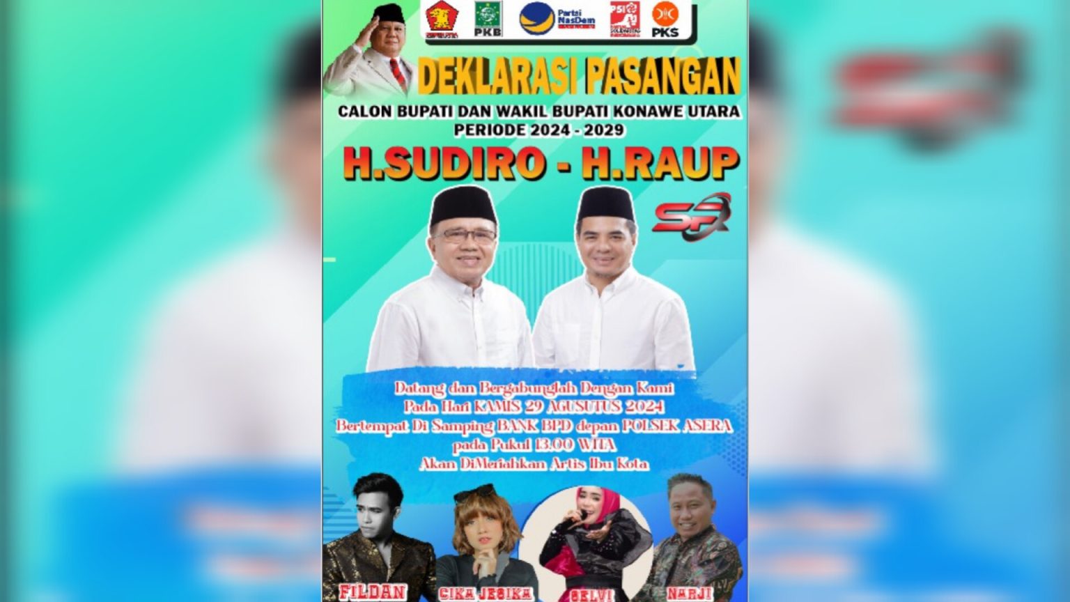 Besok, Pasangan Sudiro-Raup Siap Daftar di KPU Konawe Utara