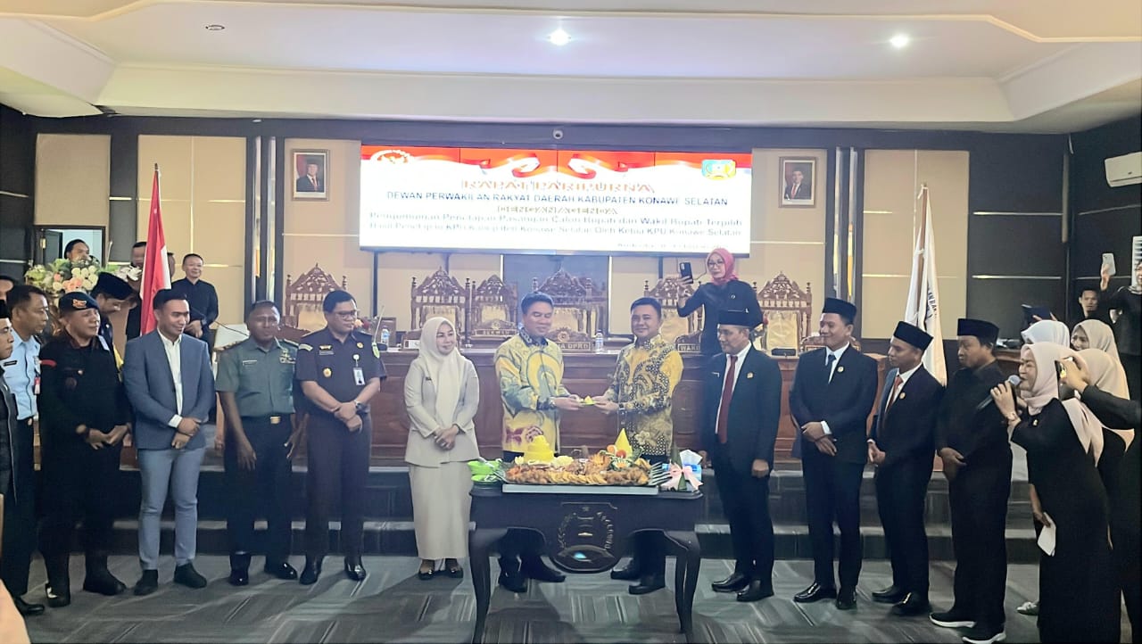 Resmi Ditetapkan Bupati dan Wakil Bupati Terpilih, Irham-Wahyu Tegaskan Komitmen Membangun Konawe Selatan